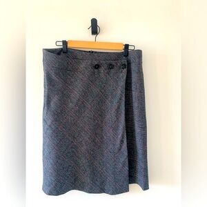 Plaid Mexx Skirt Grey Lined Back Zipper Decor Buttons Size 14